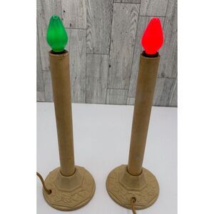 Pair Vintage Deluxe AMICO Electric Christmas Window Candles Cream